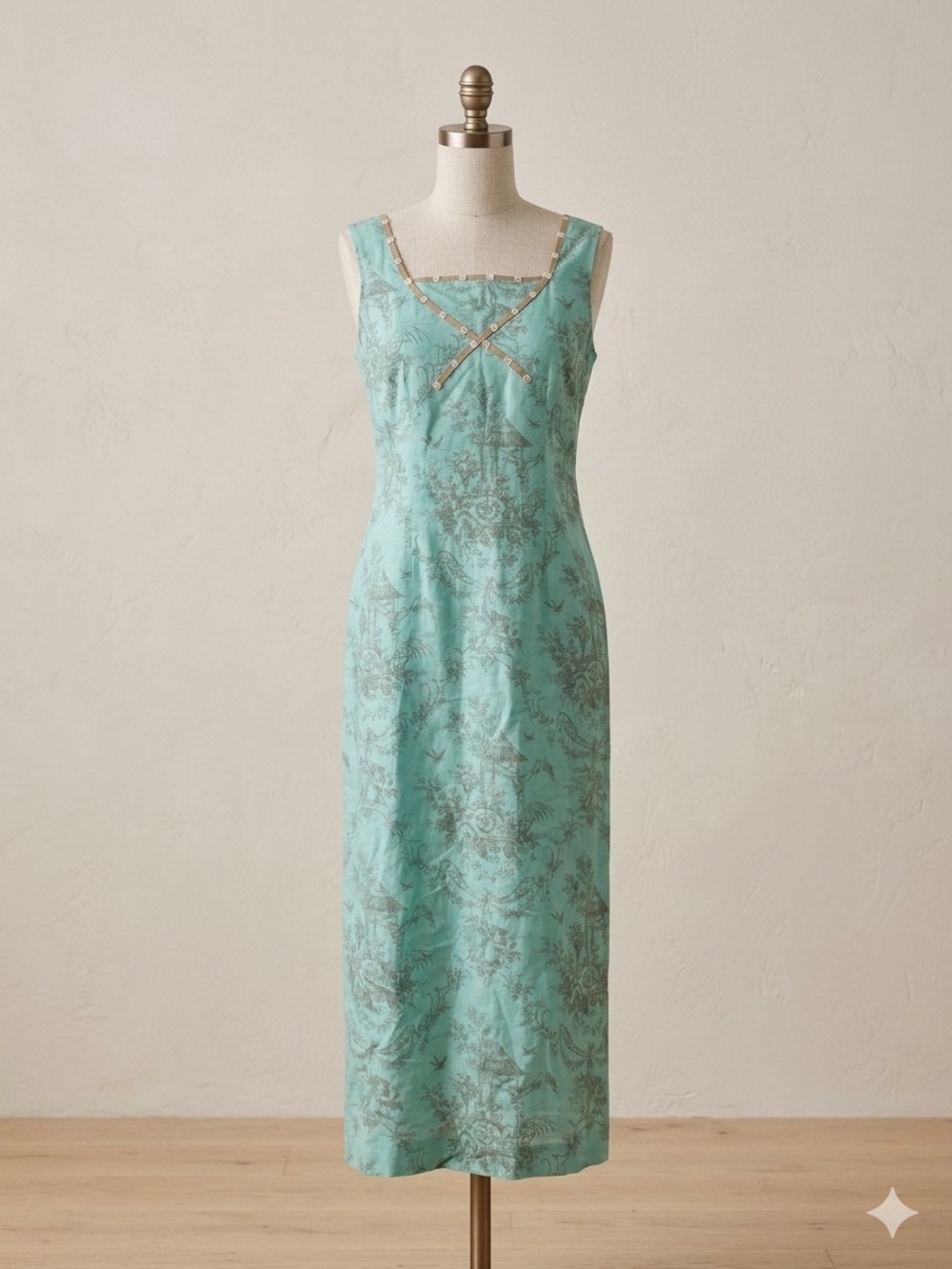 Jessica Howard Mint Green Sleeveless Printed Midi Dress